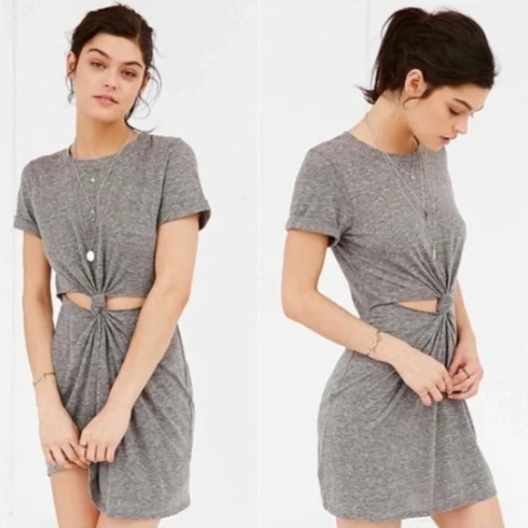 Urban Outfitters Dresses & Skirts - Urban Outfitters Heather Grey Twist Front Cutout T-Shirt Dress - Size M